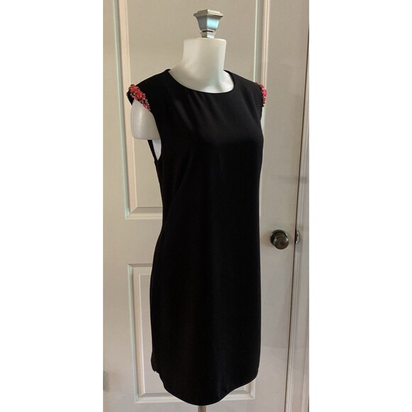 Ted Baker London Black Pink Rhinestones Zipper Back‎ Sleeveless Shift Dress - 3 - Picture 4 of 16